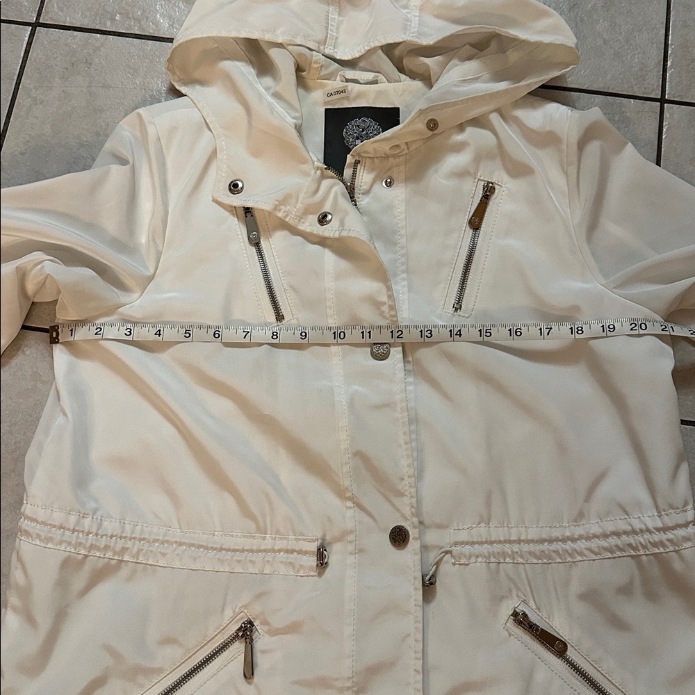 VINCE CAMUTO Cream/Off-White Hooded Utility Jacket Sz M Quality Feminine Classic - Picture 13 of 15